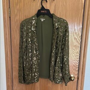 Lucky Brand Olive Green Sequin Blazer. Size medium.